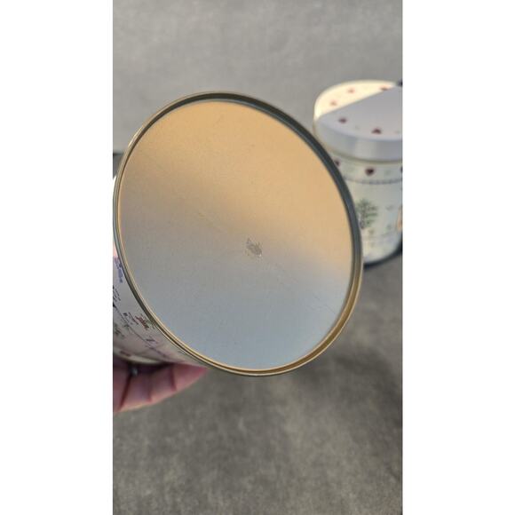 Country Farmhouse House Heart Tin Canister Set 3 Round Kitchen Storage Decor - Picture 6 of 7